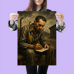 Miklós Radnóti writing last poem in labor camp poster 3