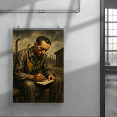 Miklós Radnóti writing last poem in labor camp poster 4