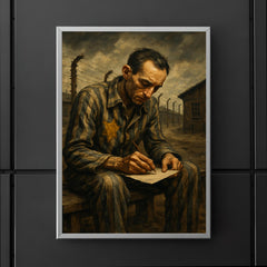 Miklós Radnóti writing last poem in labor camp poster 5