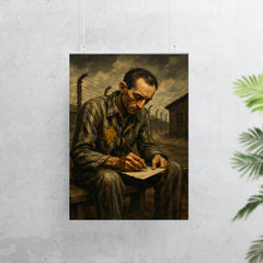 Miklós Radnóti writing last poem in labor camp poster 7