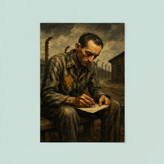Miklós Radnóti writing last poem in labor camp poster 8