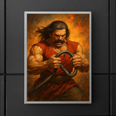 Miklós Toldi bending iron with bare hands poster 5
