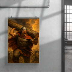 Miklós Toldi carrying a tree trunk into battle poster 4