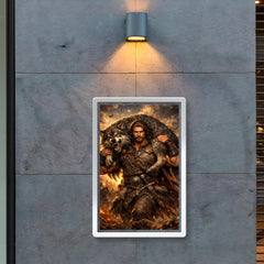 Miklós Toldi carrying a wolf over shoulders poster 2