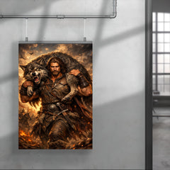 Miklós Toldi carrying a wolf over shoulders poster 4