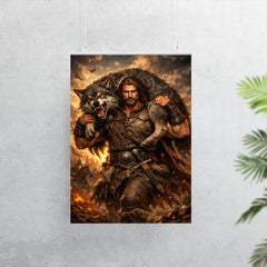 Miklós Toldi carrying a wolf over shoulders poster 7
