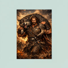 Miklós Toldi carrying a wolf over shoulders poster 8