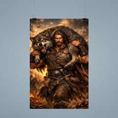 Miklós Toldi carrying a wolf over shoulders poster 9