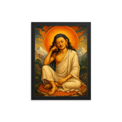 Milarepa framed print on a plain backdrop in size 12"x16".