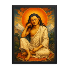 Milarepa framed print on a plain backdrop in size 18"x24".