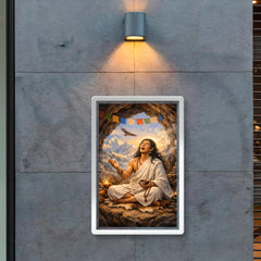 Milarepa in Himalayan cave singing poster 2