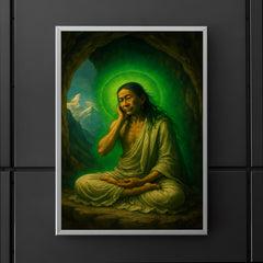 Milarepa in Himalayan cave with green aura poster 5