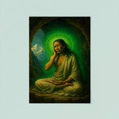 Milarepa in Himalayan cave with green aura poster 8