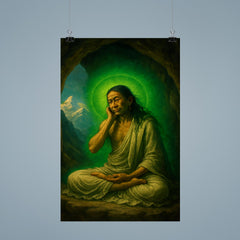 Milarepa in Himalayan cave with green aura poster 9