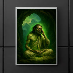 Milarepa in Himalayan cave with green glow poster 5