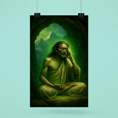 Milarepa in Himalayan cave with green glow poster 6