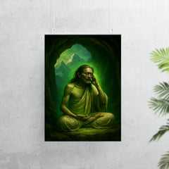 Milarepa in Himalayan cave with green glow poster 7