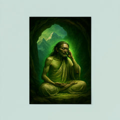 Milarepa in Himalayan cave with green glow poster 8