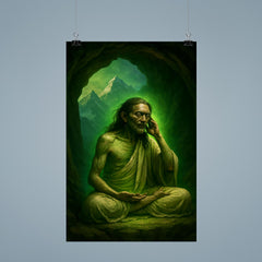 Milarepa in Himalayan cave with green glow poster 9