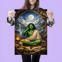 Milarepa in mountain cave emerald skin poster 3
