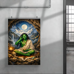 Milarepa in mountain cave emerald skin poster 4