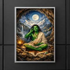 Milarepa in mountain cave emerald skin poster 5