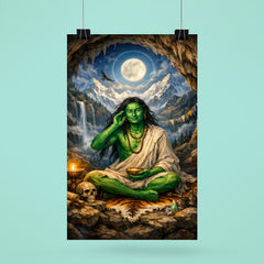 Milarepa in mountain cave emerald skin poster 6