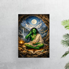Milarepa in mountain cave emerald skin poster 7