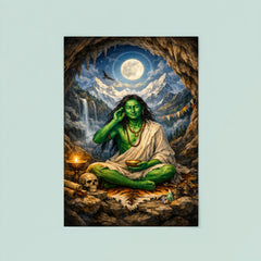 Milarepa in mountain cave emerald skin poster 8