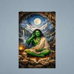 Milarepa in mountain cave emerald skin poster 9