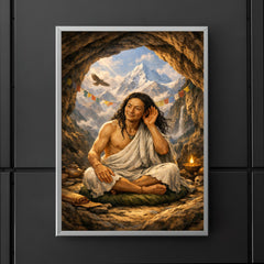 Milarepa in mountain cave hand to ear poster 5