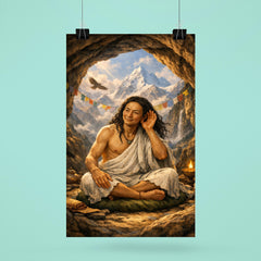 Milarepa in mountain cave hand to ear poster 6