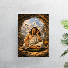 Milarepa in mountain cave hand to ear poster 7