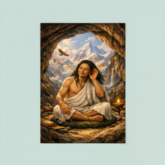 Milarepa in mountain cave hand to ear poster 8