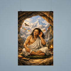 Milarepa in mountain cave hand to ear poster 9