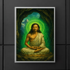 Milarepa in mountain cave with green aura poster 5