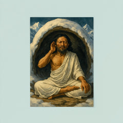 Milarepa in snow cave wearing white cotton poster 8