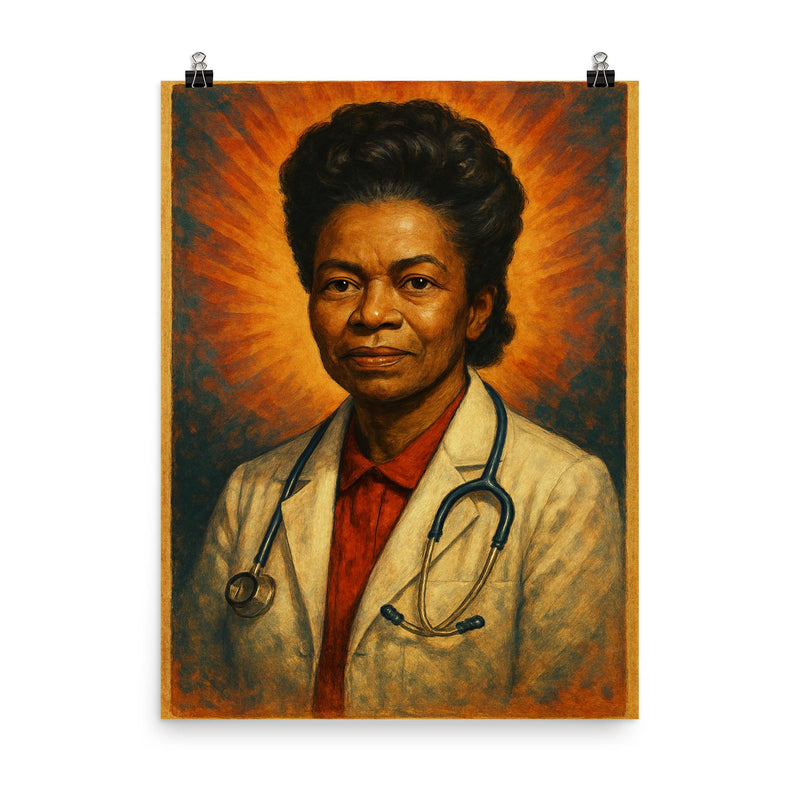 Mildred Fay Jefferson poster on a plain backdrop in size 8