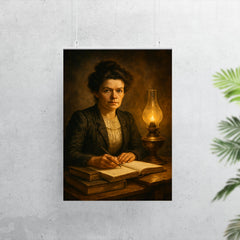 Mileva Maric with notebooks and smoky lamplight poster 7