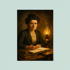 Mileva Maric with notebooks and smoky lamplight poster 8
