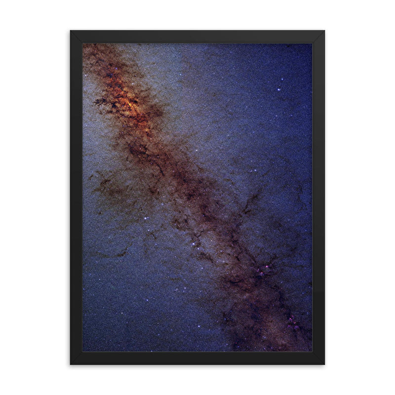 Milky Way panorama  ESO 2017 framed print on a plain backdrop in size 18