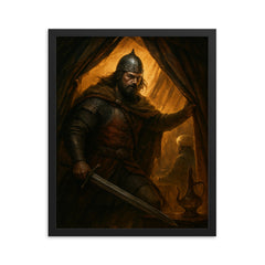 Miloš Obilić entering enemy tent framed print on a plain backdrop in size 16"x20".