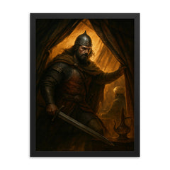Miloš Obilić entering enemy tent framed print on a plain backdrop in size 18"x24".