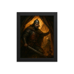 Miloš Obilić entering enemy tent framed print on a plain backdrop in size 8"x10".