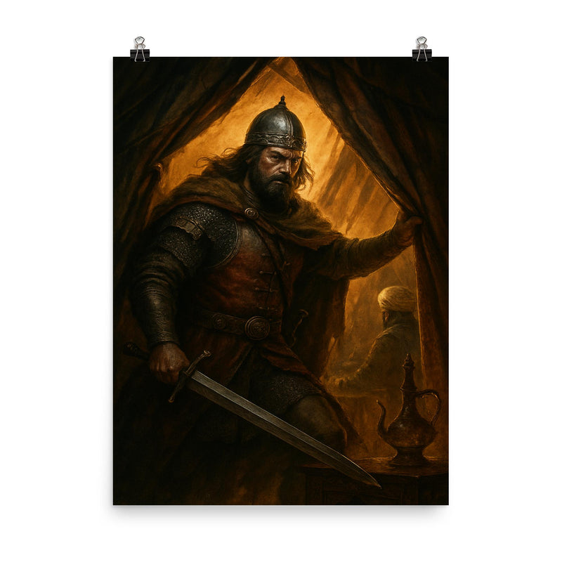 Miloš Obilić entering enemy tent poster on a plain backdrop in size 8