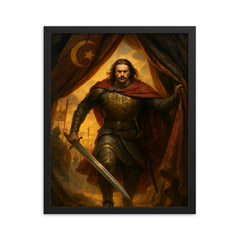 Miloš Obilić entering Ottoman tent at Kosovo framed print on a plain backdrop in size 16"x20".