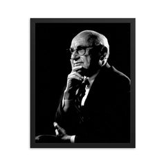 Milton Friedman framed print on a plain backdrop in size 16"x20".