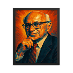 Milton Friedman framed print on a plain backdrop in size 16"x20".
