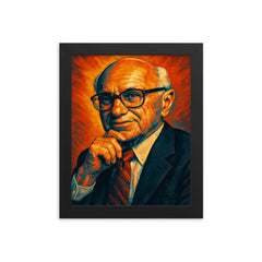 Milton Friedman framed print on a plain backdrop in size 8"x10".