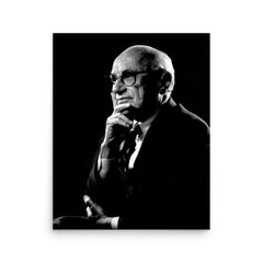 Milton Friedman poster on a plain backdrop in size 16"x20".